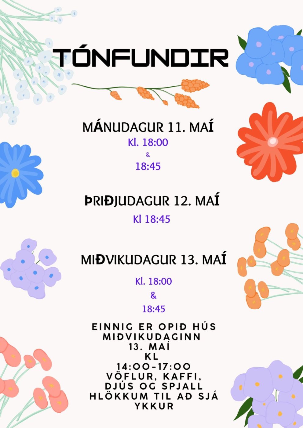 Tónfundir og opið hús í Tónlistarskólanum | 11.–13. maí