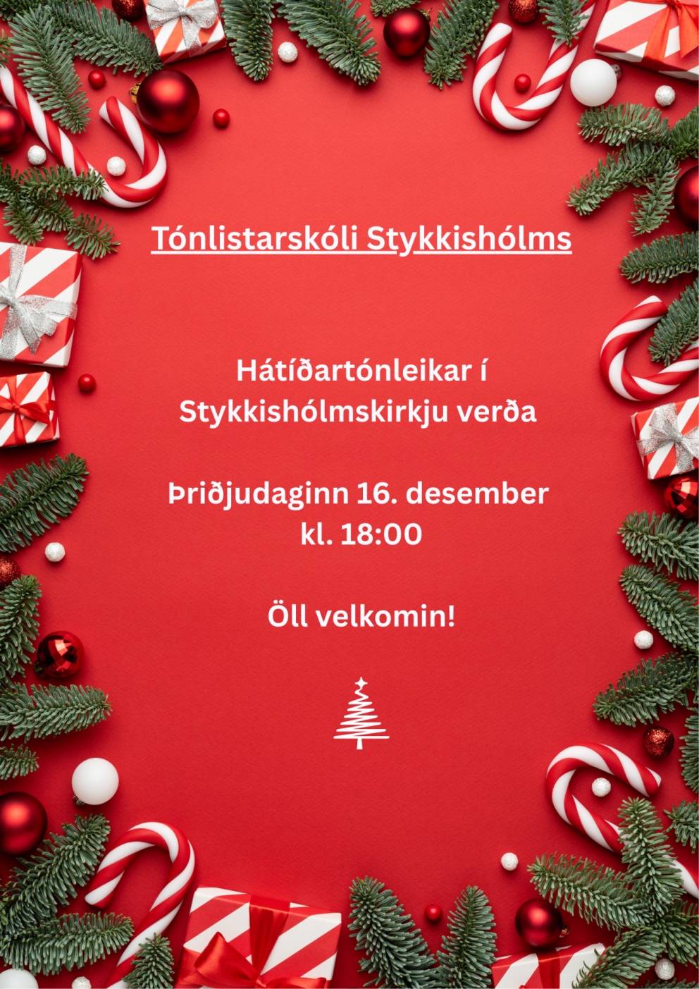 Hátíðartónleikar í kirkjunni 16. desember